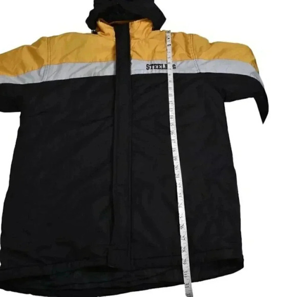 Vintage NFL Pittsburg Steelers Winter Jacket Hood Black Yellow Size Youth XXL - Picture 12 of 14